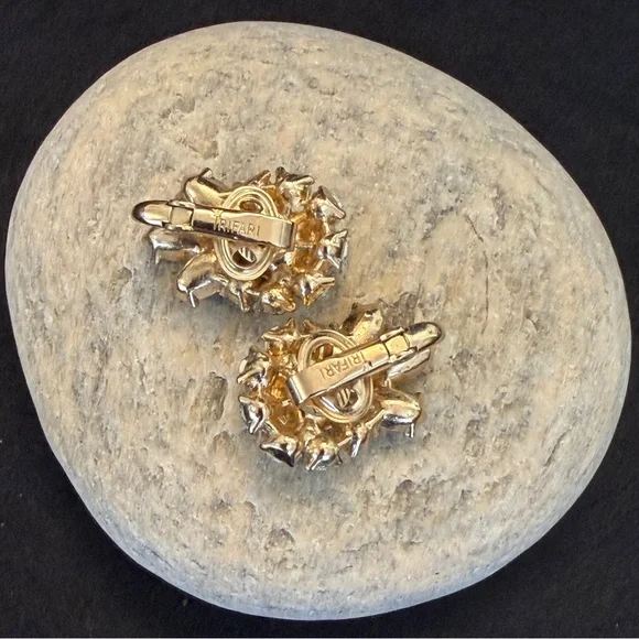 Crown Trifari Vintage Aurora Borealis Floral Clip On Earrings - Picture 4 of 10